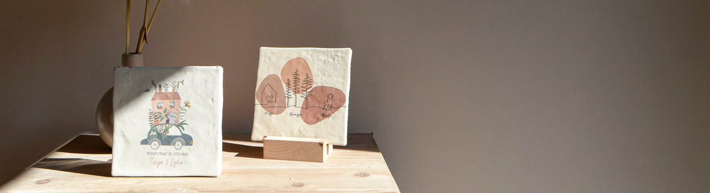 Tegeltje met naam cadeau voor nieuwe woning