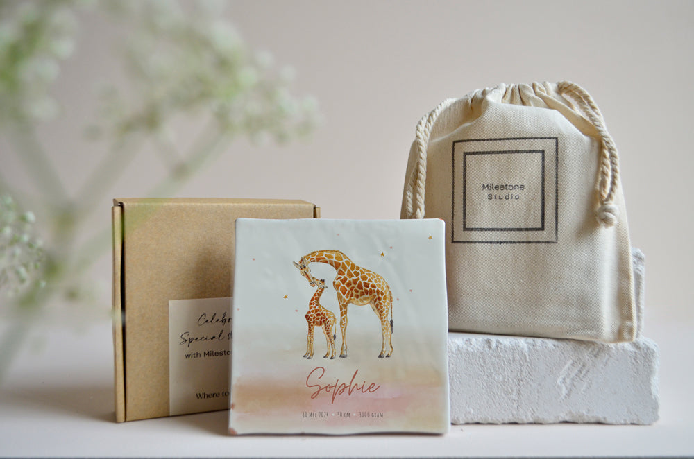 Geboortetegel | Giraffe Pink