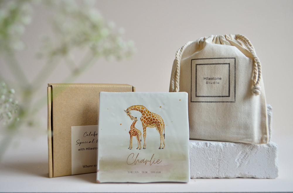 Geboortetegel | Giraffe Beige