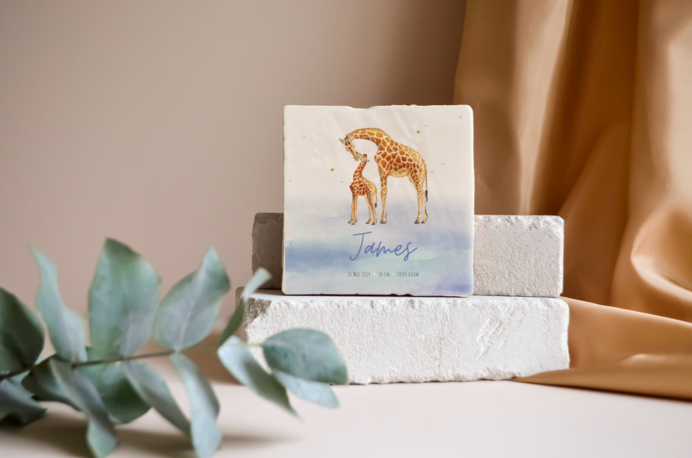 Geboortetegel | Giraffe Blue
